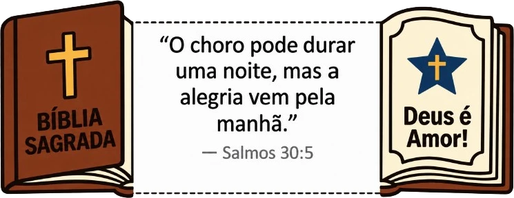 Cartinha com o versículo: O choro pode durar uma noite, mas a alegria vem pela manhã. Salmos 30:5